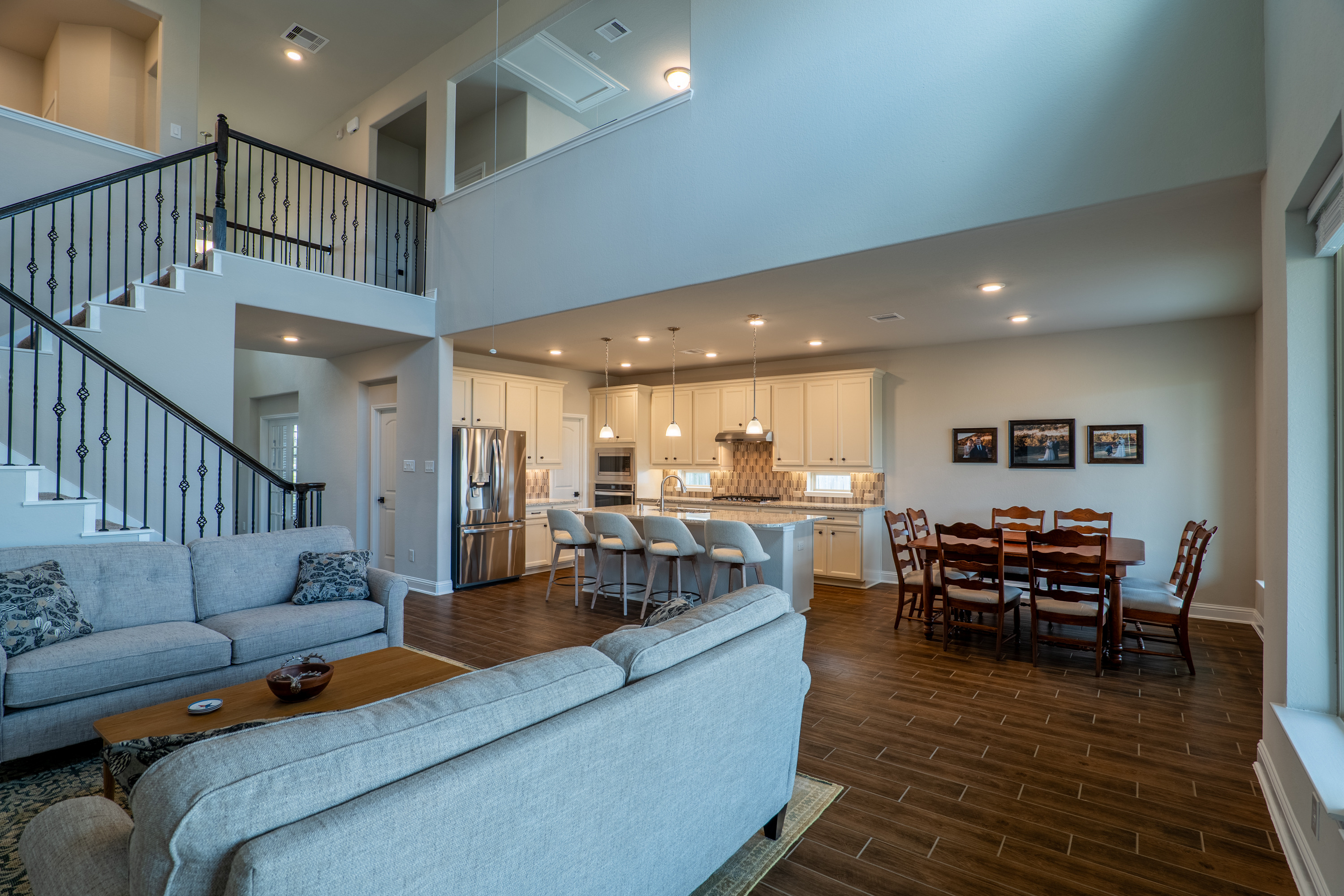 Open-concept taken up a level. And the kitchen island easily accommodates seating for 4.